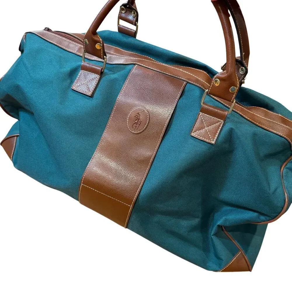Ralph Lauren Polo Vintage Green Canvas Duffle Bag and Overnight Weekend Carry On